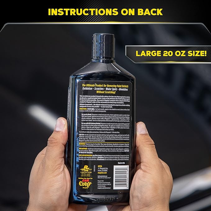 Meguiar's Ultimate Compound, 20 Oz - Remove Scratches, Swirl Marks and Oxidation While You Restore Color and Clarity for a Showroom Shine - Safe and Effective on All Glossy Paints and Clear Coats
