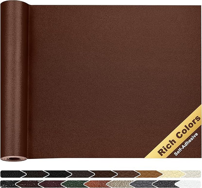 KING MOUNTAIN Leather Repair Patch,16 x 60 Inches self Adhesive Leather Repair Tape for Damaged Leather Furniture, Sofa Seating,Car Seats, Leather Goods（New Brown）