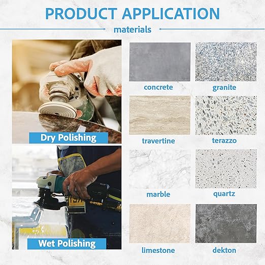 4 Inch Diamond Tile Polishing Pads for Grinder Polisher, 15 PCS Wet Dry Concrete Polishing Pads Kit including 5/8-11 Rubber Backer Pad and 30-3000 Grit Polishing Pad for Marble, Granite Polishing (15)