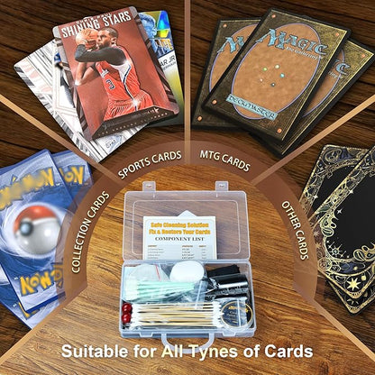 SFTPO Card Care Clean Kit, Card Cleaning and Polishing Restoration with Plastic Case, Trading Card Cleaning Box with Polishing Cream and Cleaning Spray, Suitable for PSA Rated Card Care