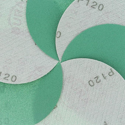 Dura-Gold Premium 5" Green Film Sanding Discs - 120 Grit (Box of 50) - Hook & Loop Backing Sandpaper Discs for DA Sanders, Finishing Medium Coarse Cut Abrasive - Sand Automotive Paint Woodworking Wood