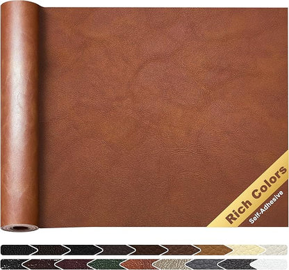 KING MOUNTAIN Leather Repair Patch,16 x 60 Inches self Adhesive Leather Repair Tape for Damaged Leather Furniture, Sofa Seating,Car Seats, Leather Goods（Classic Brown）