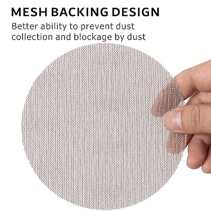 320GRIT 50pcs 5-Inch Mesh Abrasive Sanding Discs Hook & Loop Sandpaper, Dust Free Anti-Blocking Net Sandpaper Sheets for Auto Body, Wood, Drywall, Metal