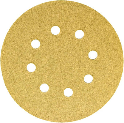 Dura-Gold Premium 100 Grit 5" Sandpaper Discs, 8 Hole Pattern Dustless, 50 Discs - Hook & Loop Backing for Orbital DA Sander, Detailing Finishing Color Sanding Automotive Paint Woodworking