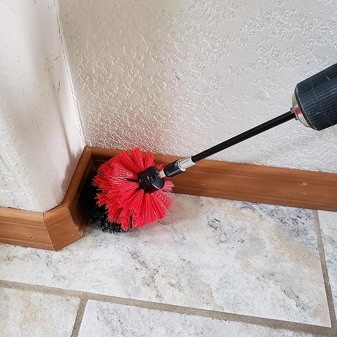 Bring It On Cleaner Drill Brush Attachment Set Three Brushes| Power Scrubber Brush Cleaning Kit | Plus 6 Inch Extension, Use On Grout, Cars, Bathroom Surfaces, Tile, Baseboard, Shower and Tubs