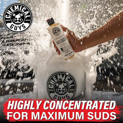 Chemical Guys CWS_1011 Maxi-Suds II Foaming Car Wash Soap (for Foam Cannons, Foam Guns or Bucket Washes) for Cars, Trucks, Motorcycles, RVs & More, 128 Fl Oz (1 Gallon), Strawberry Scent