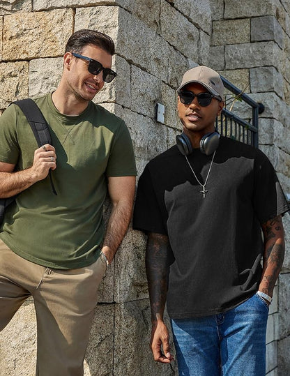 COOFANDY Men's Cotton T-Shirts Oversized Shirt Short Sleeves Streetwear Loose Fit Summer Tee Tops Washed Basic Unisex Shirts