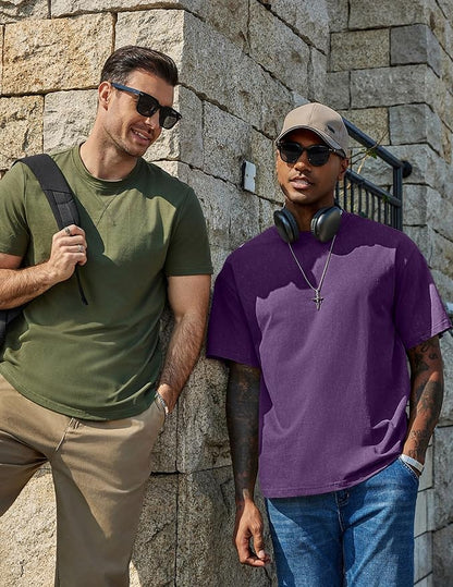 COOFANDY Men's Cotton T-Shirts Oversized Shirt Short Sleeves Streetwear Loose Fit Summer Tee Tops Washed Basic Unisex Shirts