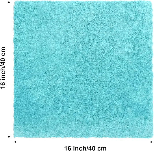 Shimeyao 30 Pcs 16 x 16 Inch Edgeless Microfiber Plush Towels for Cars Detailing Drying Wash Polishing Absorbent Cleaning Cloths, 500 GSM (16 x 16 Inch, Teal Blue, 30 Pcs)