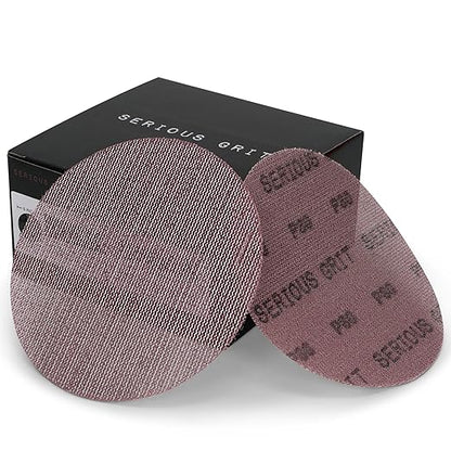 Serious Grit - 6-Inch 80 Grit Ceramic Mesh Sanding Discs - Hook & Loop Dust-Free Net Abrasive for Wood, Drywall, Paint, Auto Body - Long Life Ceramic Grain - Universal Fit 125mm Sandpaper - 50 Pack
