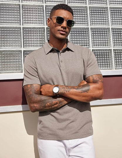 COOFANDY Mens Polo Shirts Short Sleeve Casual Summer Polo Tee Classic Collared Golf Stylish Tops