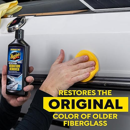 Meguiar's M4916 Marine/RV Heavy Duty Oxidation Remover, Oxidation, Water Spot, Stain, and Boat Scratch Remover for Vehicles with Gel Coat and Fiberglass Surfaces, 16 Oz - Packaging may vary