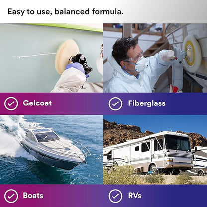 3M Perfect-It Gelcoat Medium Cutting Compound + Wax, 36107, 1 Gallon, One-Step Process, P1500 and Finer Scratches, Fiberglass Oxidation Remover for Boats and RVs