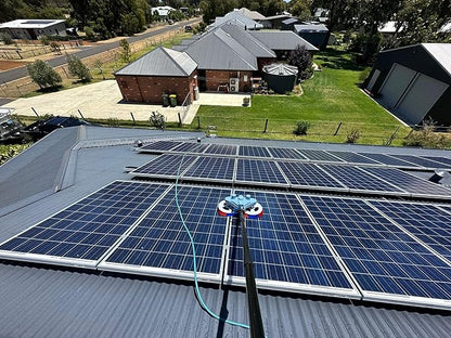 Solar Panel Cleaning Kit, 24FT Water Supply Kit with Extendable Pole Photovoltaic Double Head Automatic Panel, Roof Water Brush,with Lithium Battery