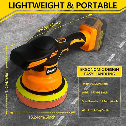 Cordless Car Buffer Polisher for Dewalt 20V Battery, 6 Inch Portable Orbital Buffer Polisher Kit, 8 Variable Speed Car Polisher for Car Detailing/Polishing/Waxing (Battery Not Include)