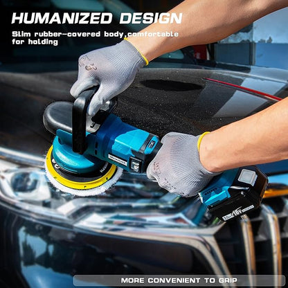 IRONFIST Cordless Car Polisher, 6inch Brushless Buffer Orbital Portable Polishing Waxer Machine with 6 speeds 750-6800RPM, Compatible with Makita 18V Batteries (Battery Not Included)