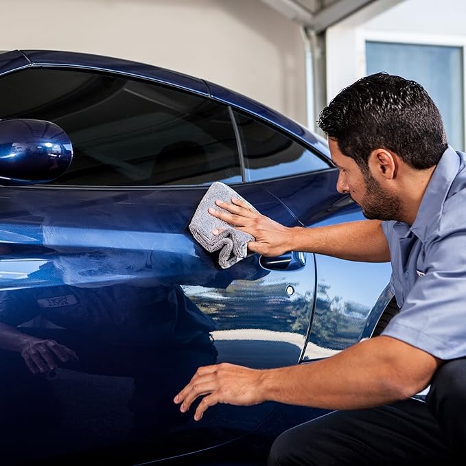 Detail Microfiber Car Towels Bulk (16"x 16")| 400 GSM | 80/20 Blend | Tagless | Soft Satin Piped Edges | All-Purpose Auto Detailing - Wax, Buff, Polish, Wash, Dry | Case of 144 (Gray)