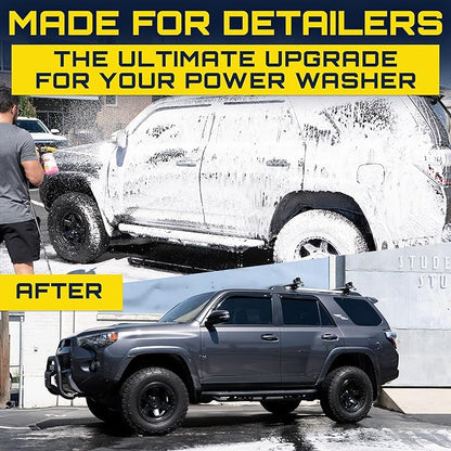 Foam Cannon Pressure Washer Gun, Stubby Foam Sprayer for Car Wash, Power Washer Swivel for Pressure Washers - Incl. Wash Mitt & Microfiber Towel, Ultimate Detailing Kit for Deep Cleaning