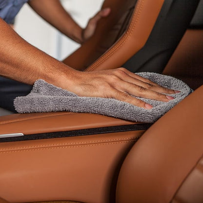 Detail Microfiber Car Towels Bulk (16"x 24") | 400 GSM | 80/20 Blend | Tagless | Soft Satin Piped Edges | All-Purpose Auto Detailing - Wax, Buff, Polish, Wash, Dry | Case of 108 (Gray)