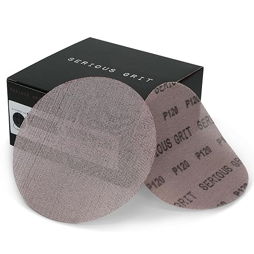Serious Grit - 6-Inch 120 Grit Ceramic Mesh Sanding Discs - Hook & Loop Dust-Free Net Abrasive for Wood, Drywall, Paint, Auto Body - Long Life Ceramic Grain - Universal Fit 125mm Sandpaper - 50 Pack