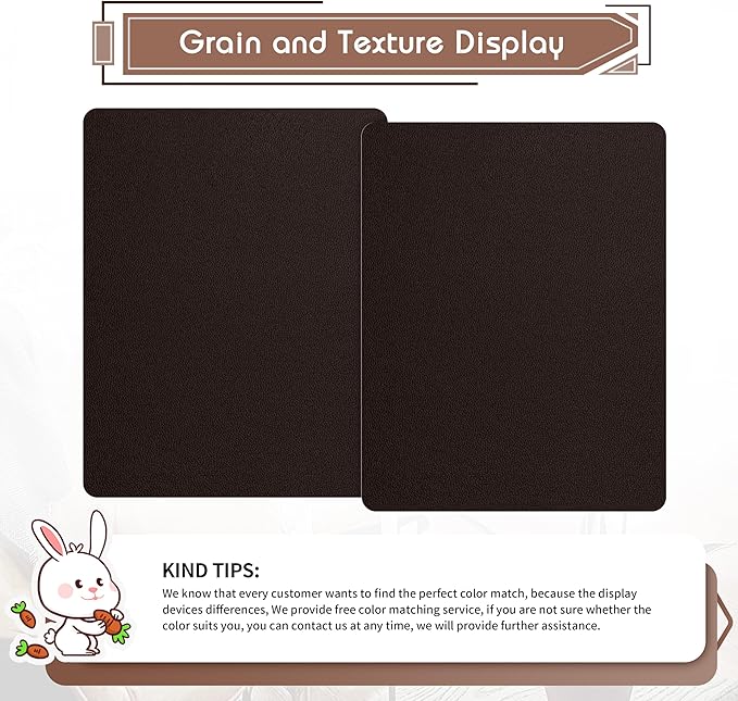 KING MOUNTAIN Leather Repair Patch,2 Packs 9 x 11 Inches self Adhesive Leather Repair Tape for Damaged Leather Furniture, Sofa Seating,Car Seats, Leather Goods（Fine Grained Dark Brown）