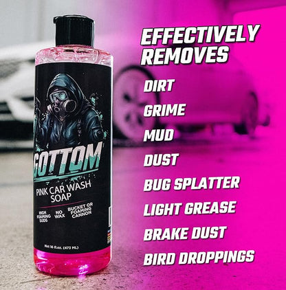 Gottom Car Wash Soap, Pink, (16 oz), Nitro Cherry Scent - High Suds Car Shampoo for Foam Cannon & Bucket Wash, pH Neutral Foam Soap, Safe for Paint & Sealants