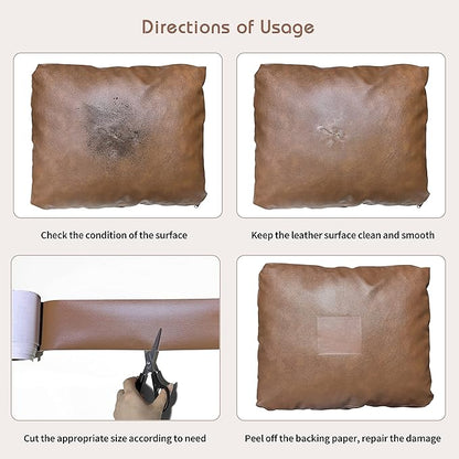 KING MOUNTAIN Leather Repair Patch,4 x 63 Inches self Adhesive Leather Repair Tape for Damaged Leather Furniture, Sofa Seating,Car Seats, Leather Goods（Classic Brown）