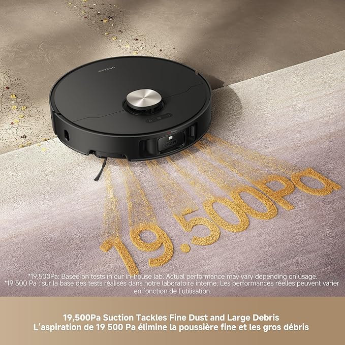 DREAME L50 Ultra Robot Vacuum and Mop Black with Auto-Empty and Mop Self-Cleaning, Precise Obstacle Avoidance, 19,500Pa Suction, HyperStream Detangling DuoBrush