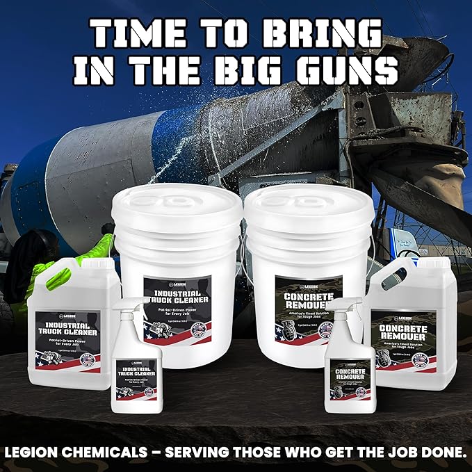 Heavy Concrete Remover – Dried Concrete & Cement Dissolver (Non-Corrosive, Biodegradable Acid Alternative), Safe on Equipment, 5-Gallon Bucket