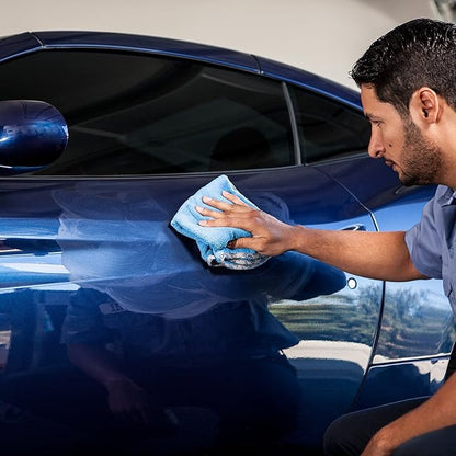 Detail Microfiber Car Towels Bulk (16"x 24") | 400 GSM | 80/20 Blend | Tagless | Soft Satin Piped Edges | All-Purpose Auto Detailing - Wax, Buff, Polish, Wash, Dry | Case of 108 (Blue)