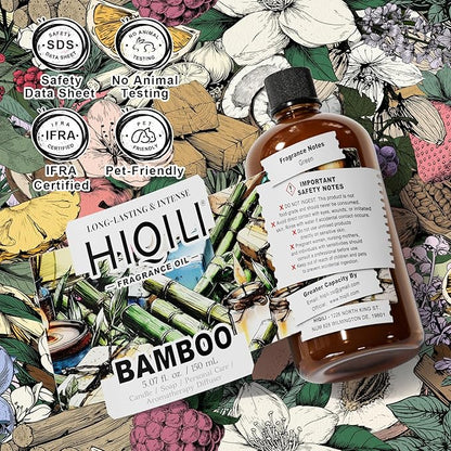 HIQILI Bamboo Fragrance Oil for Scent Diffuser, Idea for Candle & Soap Making, DIY Room Air Fresheners, New Car Scent - 5.07 Fl Oz