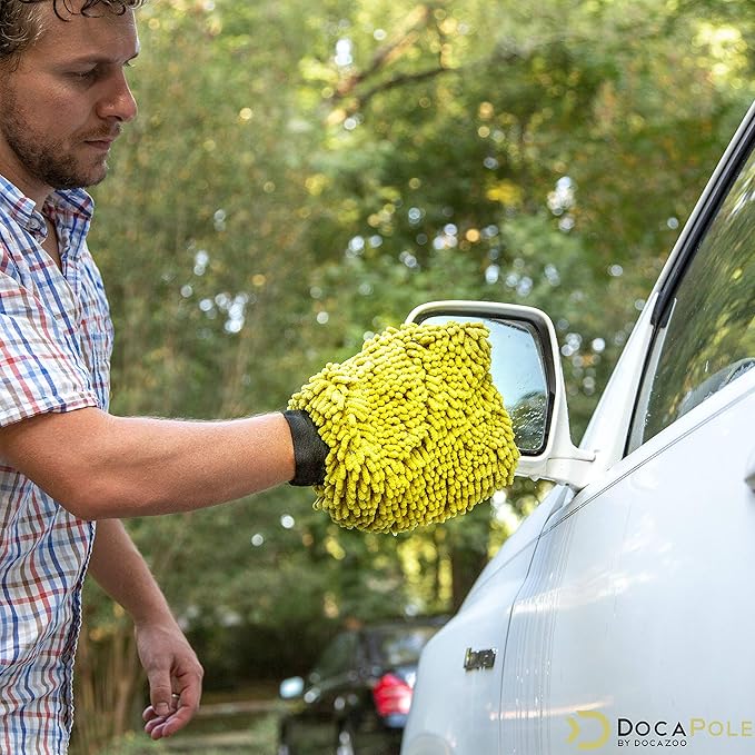 DOCA Car Wash Equipment - Car Wash Mitt Attachment - Other Options Include Mop, Squeegee, Kit, Soft Bristle Brush with or Without Long Handle Extension Pole