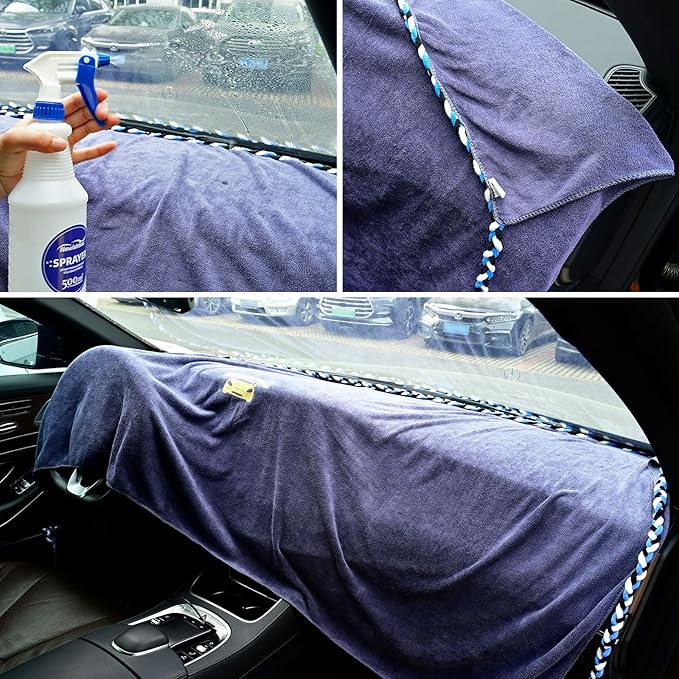 NEWISHTOOL Window Tinting Dash Protection, Super Absorbent Dash Towel Microfiber Towel and Strand Soak Rope Tool, Protective Control Water Shield for Windshield Film Install Scratch Free Tint Tools