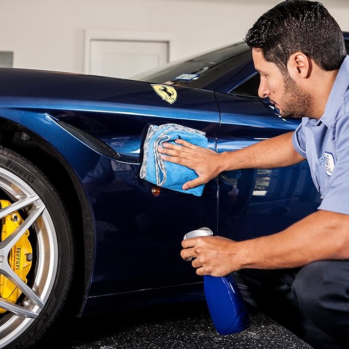 Detail Microfiber Car Towels Bulk (16"x 24") | 400 GSM | 80/20 Blend | Tagless | Soft Satin Piped Edges | All-Purpose Auto Detailing - Wax, Buff, Polish, Wash, Dry | Case of 108 (Blue)