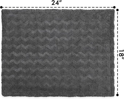 Greenfound Microfiber Towel for Cars, 1000GSM Car Drying Towel, Double Twist Pile & Edgeless Design, No Streaks, Scratches, or Water Spots, Soft and Absorbent, 18"×24", Wave Grey
