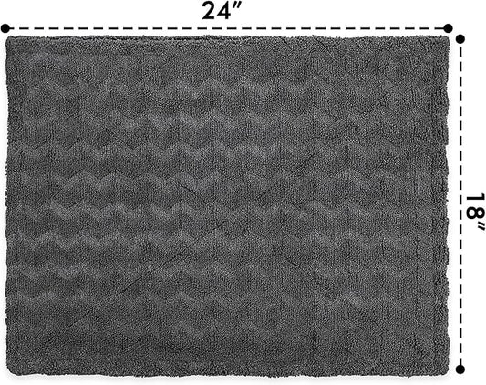 Greenfound Microfiber Towel for Cars, 1000GSM Car Drying Towel, Double Twist Pile & Edgeless Design, No Streaks, Scratches, or Water Spots, Soft and Absorbent, 18"×24", Wave Grey