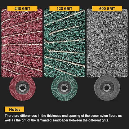 Sbestily 10Pcs 120 & 240 Grit Scour Flap Disc 4 1/2 Inch Coarse Polishing Grinding Wheel for Metal Stainless Steel Angle Grinder Scouring Pads Scuff Sanding Discs Paint Rust Remover