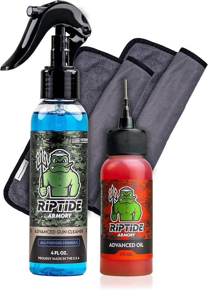 Riptide Armory Advanced Gun Cleaner & Gun Oil Kit - Cleans, Lubes, Protects Targeted Long-Lasting Formula - Nano Coat Technology - Veteran Founded & Formulated by Former US Navy Seal