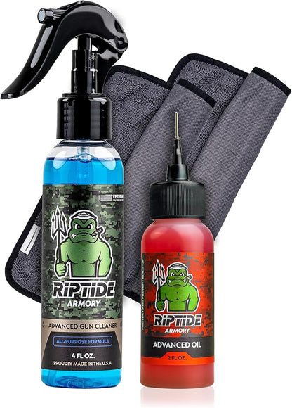 Riptide Armory Advanced Gun Cleaner & Gun Oil Kit - Cleans, Lubes, Protects Targeted Long-Lasting Formula - Nano Coat Technology - Veteran Founded & Formulated by Former US Navy Seal