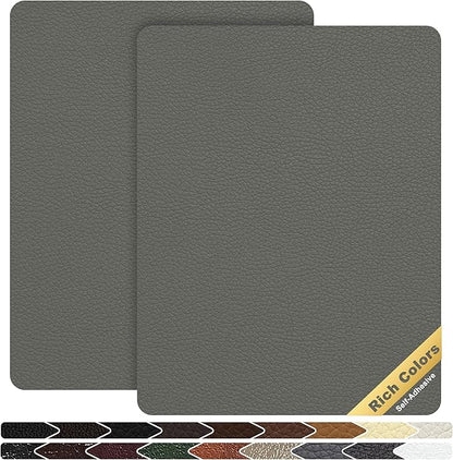 KING MOUNTAIN Leather Repair Patch,2 Packs 9 x 11 Inches self Adhesive Leather Repair Tape for Damaged Leather Furniture, Sofa Seating,Car Seats, Leather Goods（Gray）