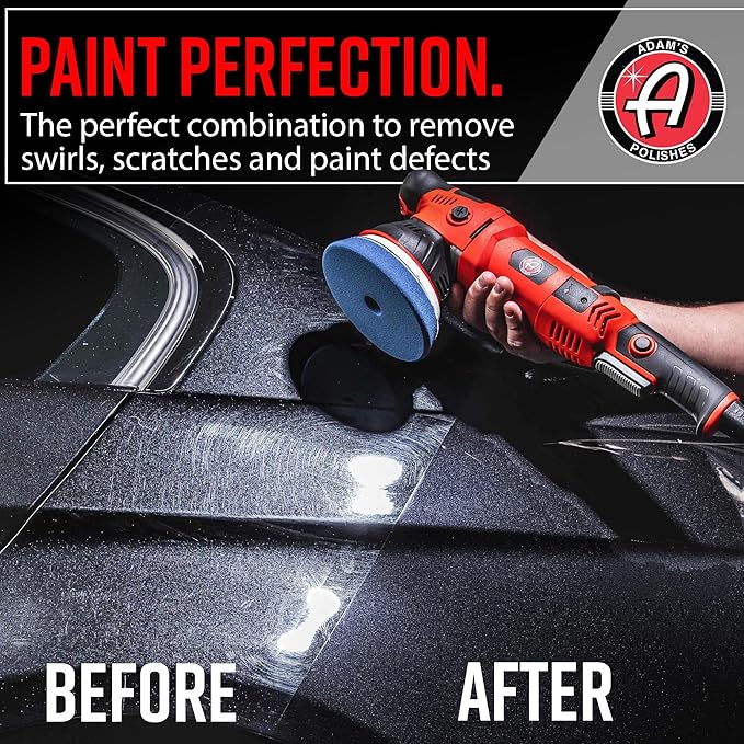 Adam's 15mm SK Pro Car Polisher Kit (16 Item) - Professional Buffer Polisher for Car Detailing & Scratch Repair - Includes Microfiber Towels, Polish, Compound, Pads, Tools, Carry Tote, & More