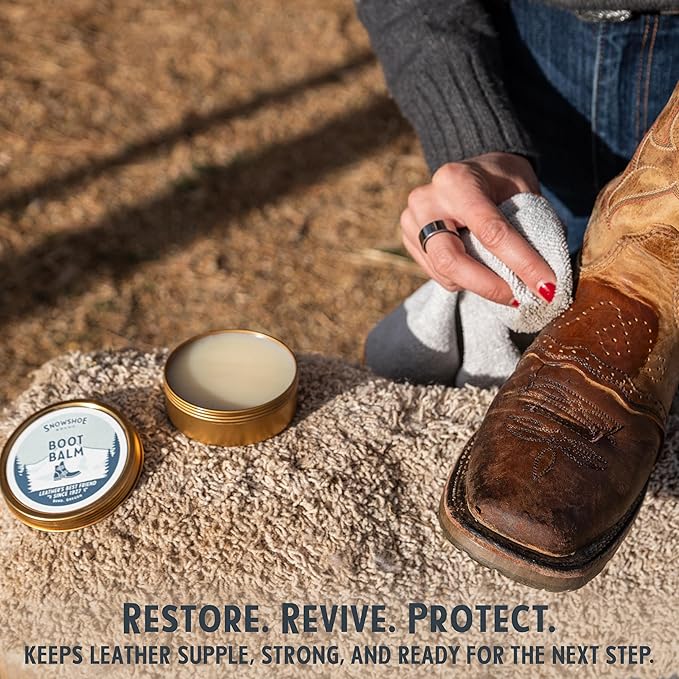 Snowshoe Boot Balm, Made in USA Since 1927 - Protect, Condition, Restore & Waterproof - Leather Conditioner for Boots and Shoes (4 oz)