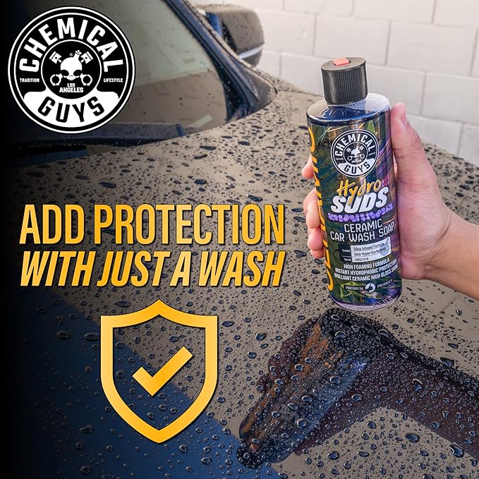 Chemical Guys HydroSuds Ceramic SiO₂ Shine High Foaming Car Wash Soap - Foam Cannon Soap, Works with Foam Guns or Bucket Washes Safe for Cars, Trucks, Motorcycles, RVs, & More, Berry Scent - 64 fl oz