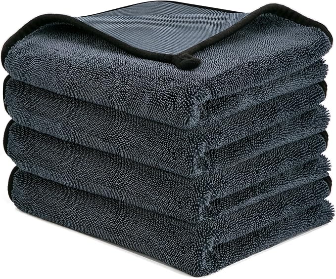 CICMOD Car Drying Towels 35"x24" Large Microfiber Towels for Car Detailing Gray - 4 Pack