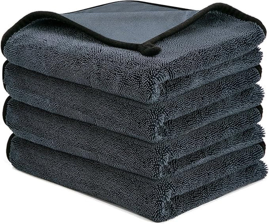 CICMOD Car Drying Towels 35"x24" Large Microfiber Towels for Car Detailing Gray - 4 Pack