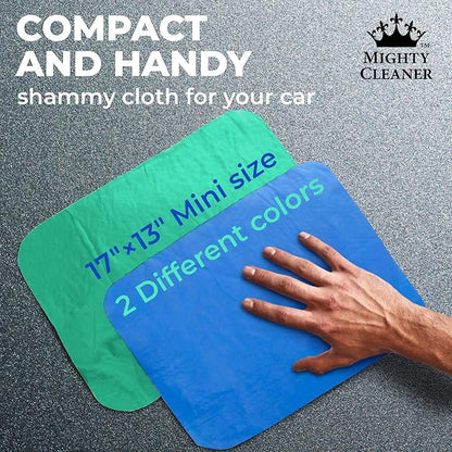 Premium 2pk Mini +1 Free Shammy Cloth for Car Drying - 17”x13” - Super Absorbent Chamois Towel for Car - Scratch-Free, Reusable & Soft Cleaning Towel