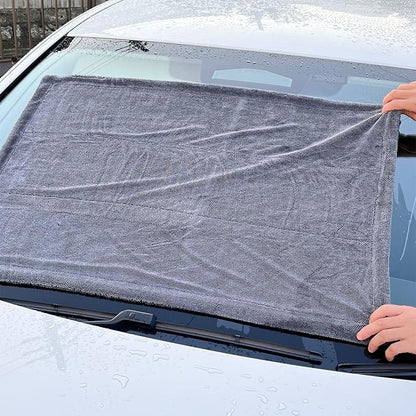 SHSCLY Microfiber Car Drying Towel Large Double Twist Pile 1200GSM Gray 35.5 x 24 Inches Pack of 1