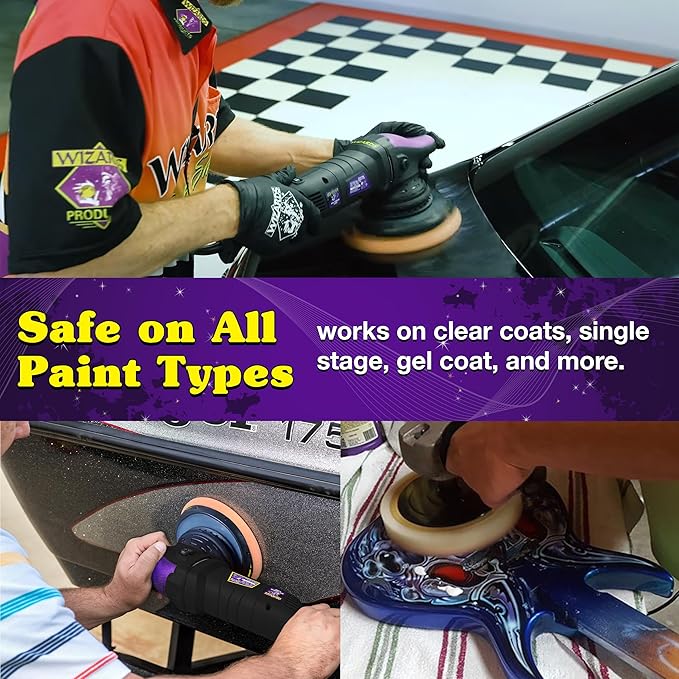 Wizards Ultra Buffing Pad - Removes Swirls and Provides a Smooth Finish - Soft Density US Foam with Recessed Back Grip Hold - Works with All Swirl Removing Auto Detailing Supplies - ‎8" x 1.5"