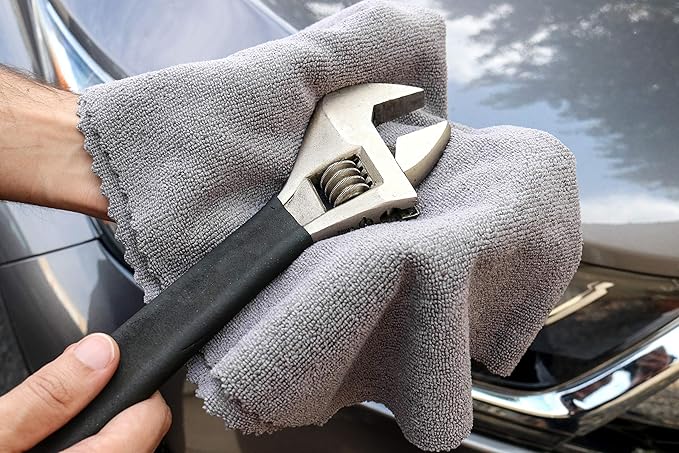 Arkwright SmartEdge Microfiber Cleaning Cloths - (Pack of 12) Thick Edge Less Dish Drying Towel for Car, Polishing, Washing, and Auto Detailing, 16 x 16 in, Grey