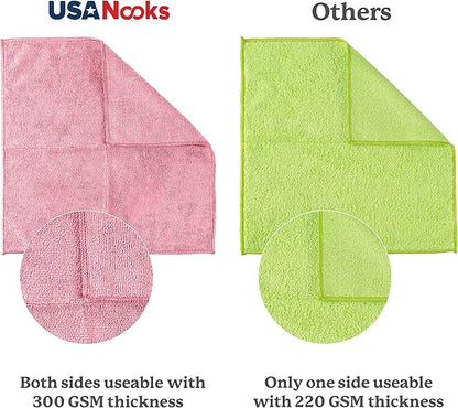 USANOOKS Microfiber Cleaning Cloth Light Pink - 50 Pcs 12.5"x12.5" - High Performance - 1200 Washes, Ultra Absorbent Towels Weave Grime & Liquid for Streak-Free Mirror Shine - Car Washing Cloth